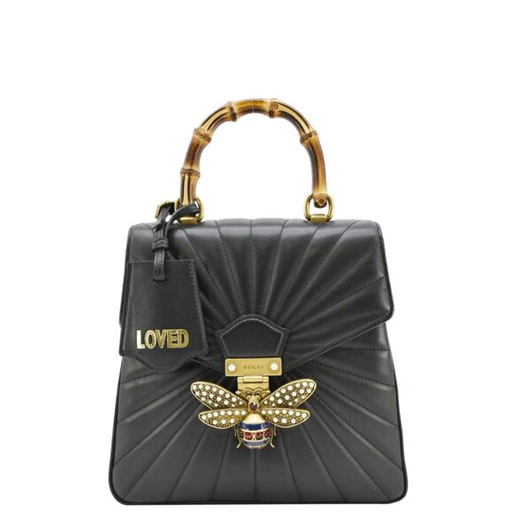 Gucci  Queen Margaret Bee Quilted Leather Backpack Black 476664 - Picture 1 of 12